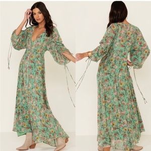 FREE PEOPLE Earthfolk dress size S boho green